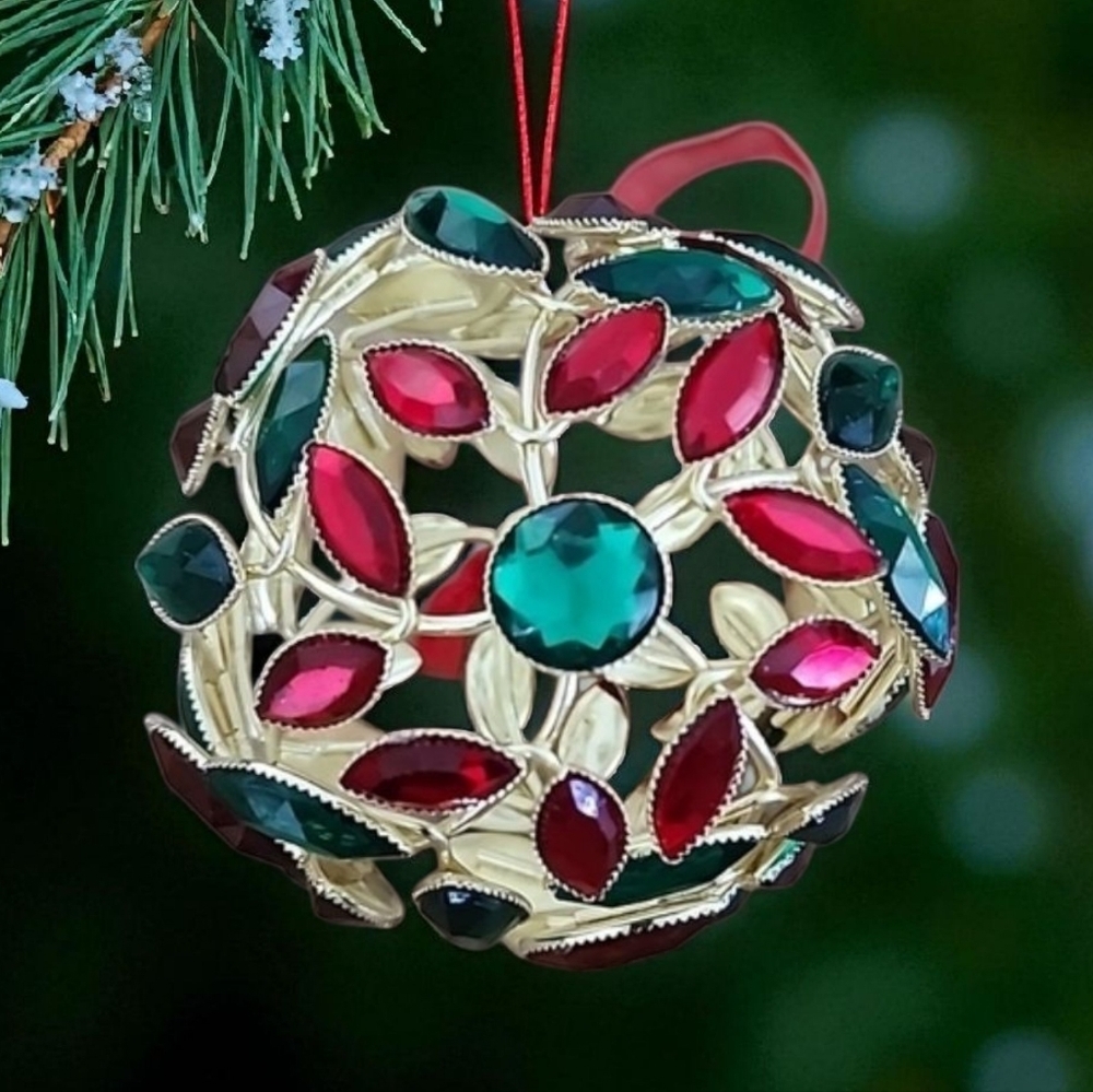 Ganz ACRYX-213 Holly Ball Ornament – 3" Diameter